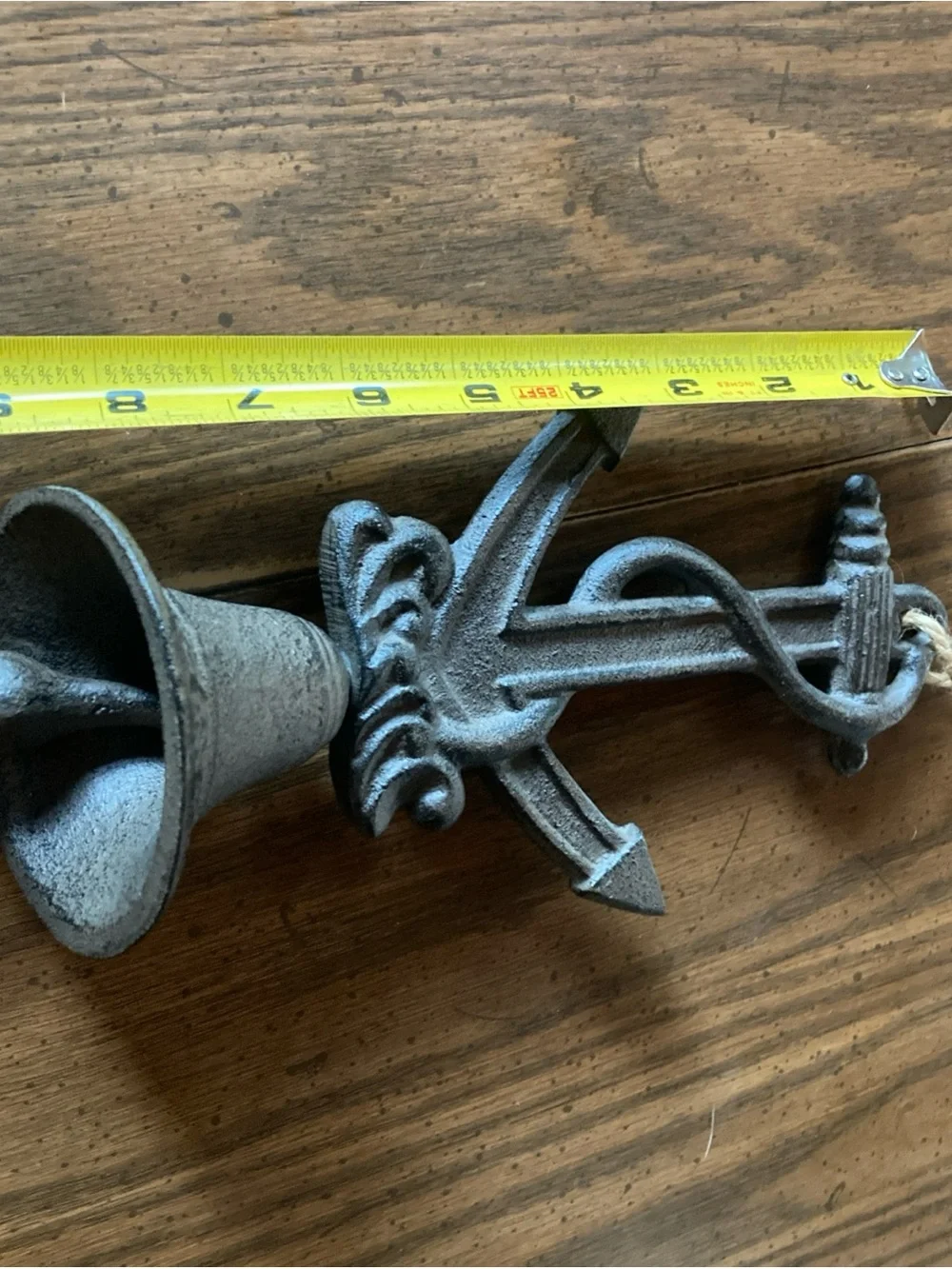 Rustic Anchor Wall Bell - Gray Cast Iron Home Wall Decor nautical beach house